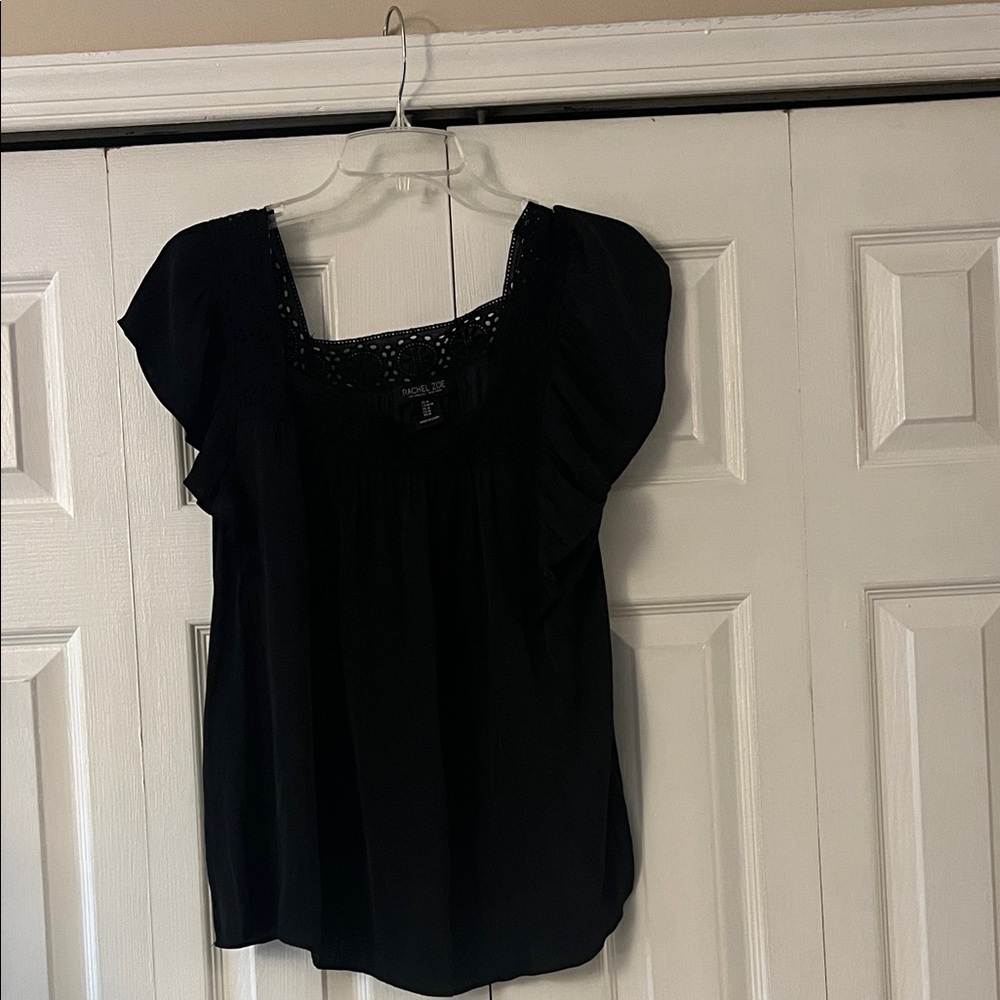 Rachel Zoe Black Blouse with Lace Detail